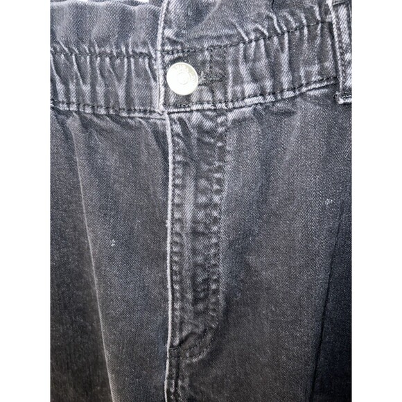 ZARA Jeans Womens XL Black Washed Paper Bag High-Waisted Mom Tapered Leg Retro - Picture 2 of 9